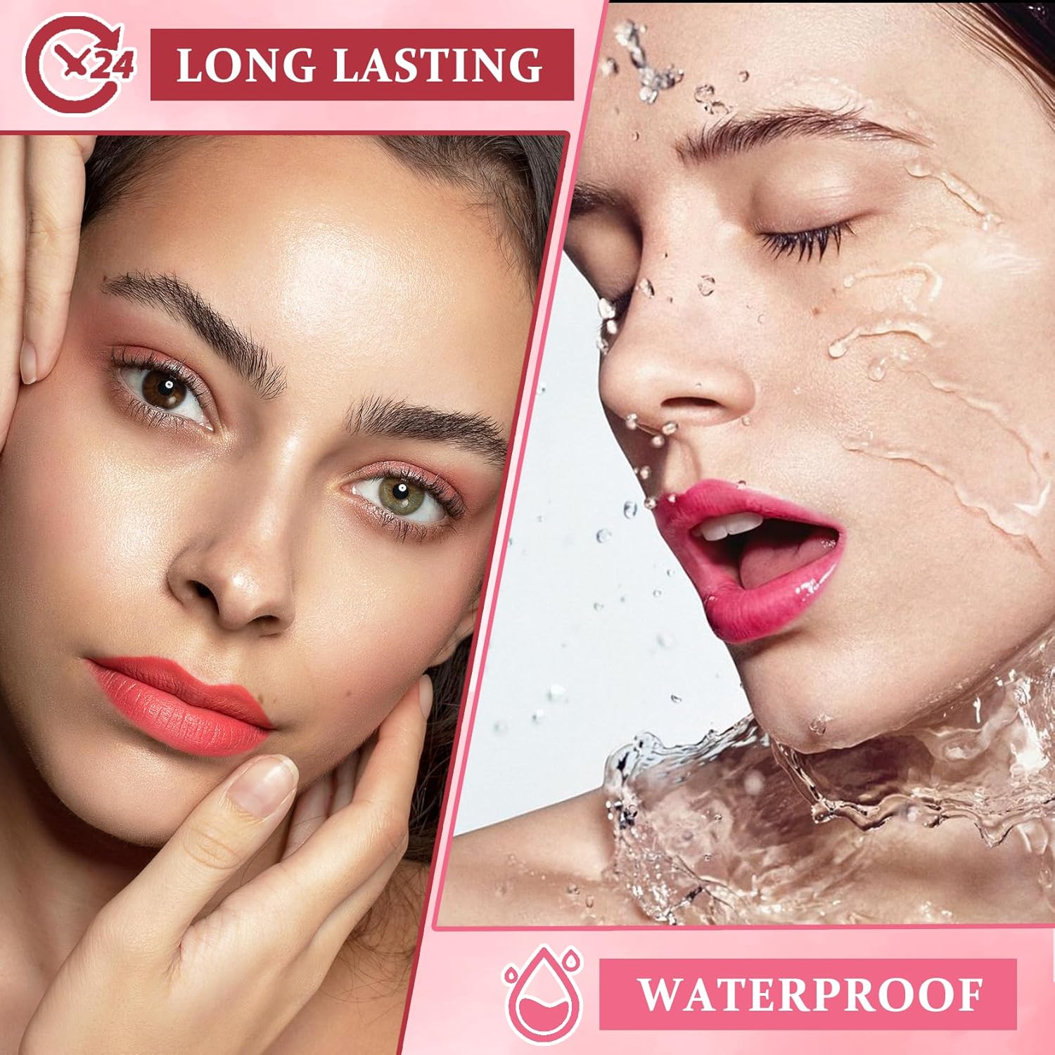 Juego de 2 tintes labiales de terciopelo para labios, tinte de labios líquido multiusos, larga duración, impermeable, antiadherente, tinte para