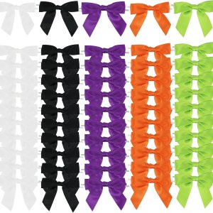 AIMUDI 5 lazos de lazo de satén prefabricados de 3.5 pulgadas para envolver regalos, lazos de regalo preatados para Halloween, decoración de otoño, AIMUDI 5 lazos de lazo de satén prefabricados de 3.5 pulgadas para envolver regalos, lazos de regalo preatados para Halloween, decoración de otoño,