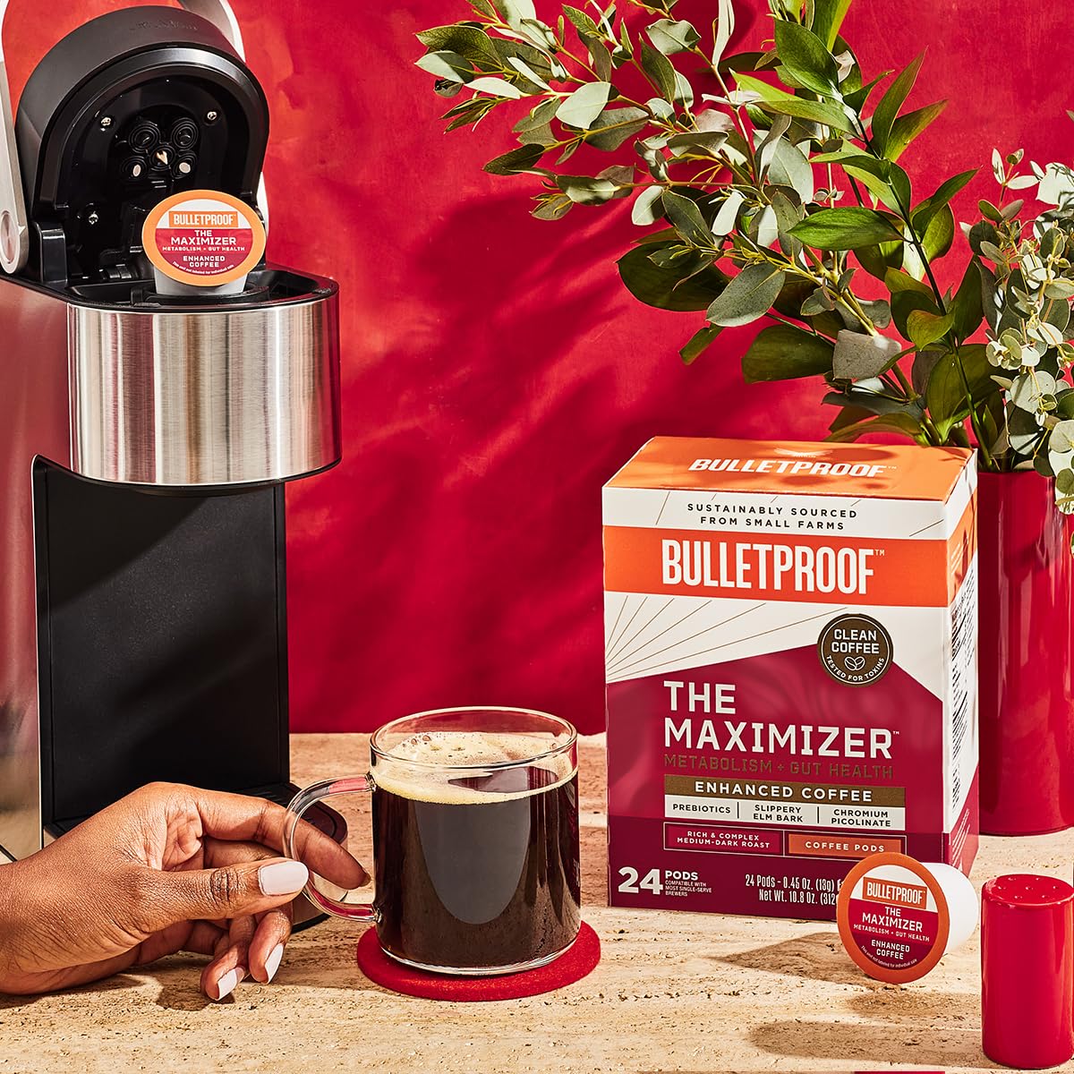 Bulletproof The Maximizer Cápsulas de café de una sola porción, 24 unidades, café limpio con metabolismo y apoyo para la salud intestinal