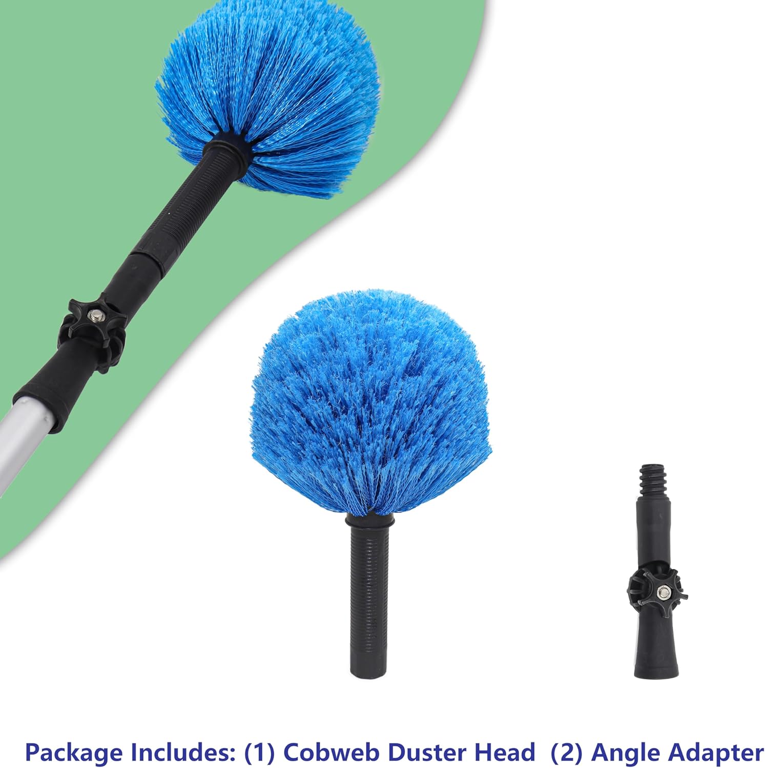 Cabezal de plumero de telaraña, cerdas suaves, cepillo para limpieza en interiores y exteriores, se adapta a postes roscados estándar de 34 pulgadas