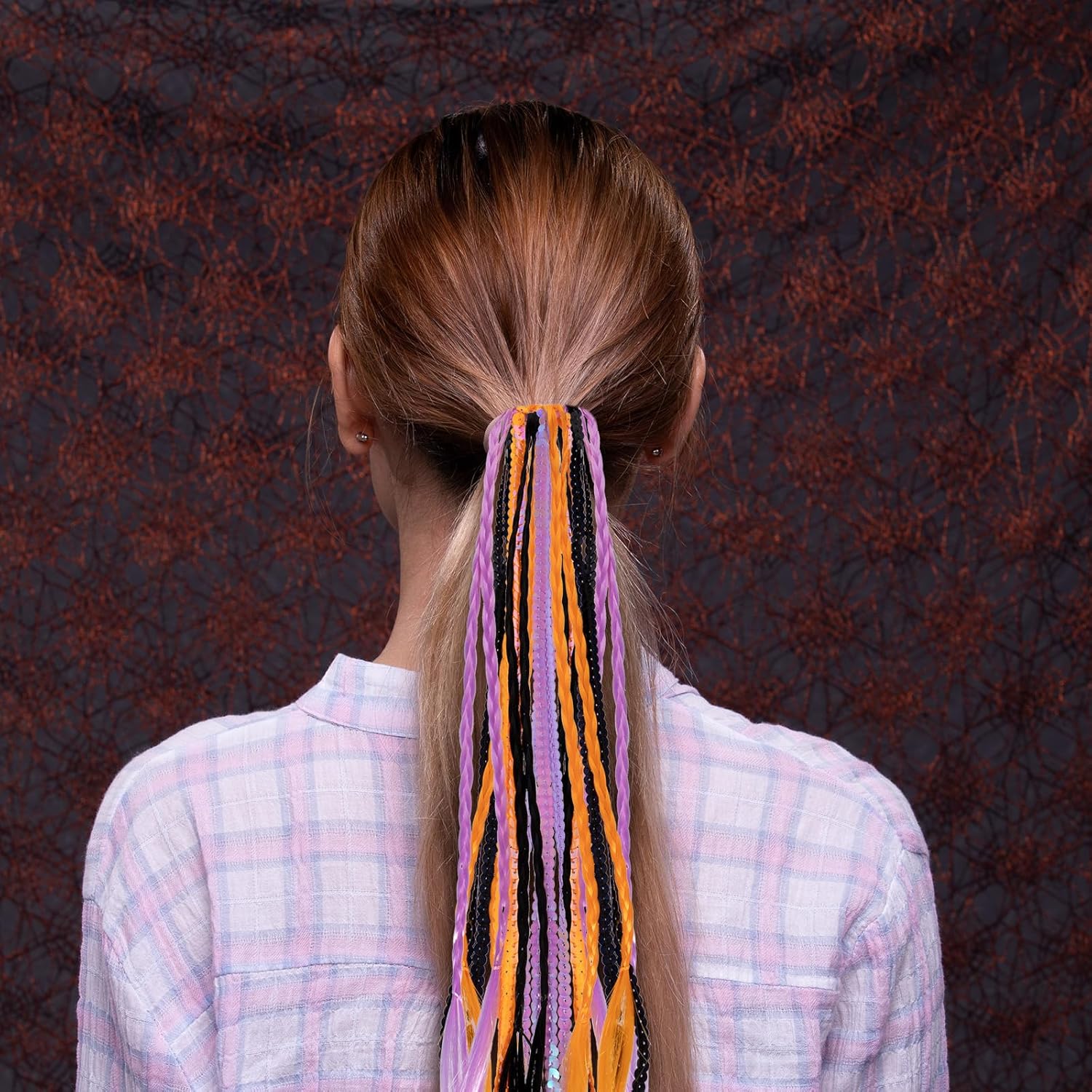 Bandas de cabello trenzado de Halloween, extensiones de cola de caballo, cinta elástica larga, para mujeres y niñas, cosplay, accesorios de