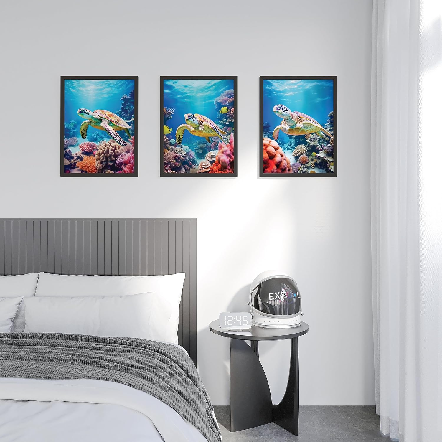 EXCOOL CLUB Decoración de tortuga marina impresión artística de tortuga marina de 12 x 16 pulgadas, decoración de pared de tortuga marina del océano