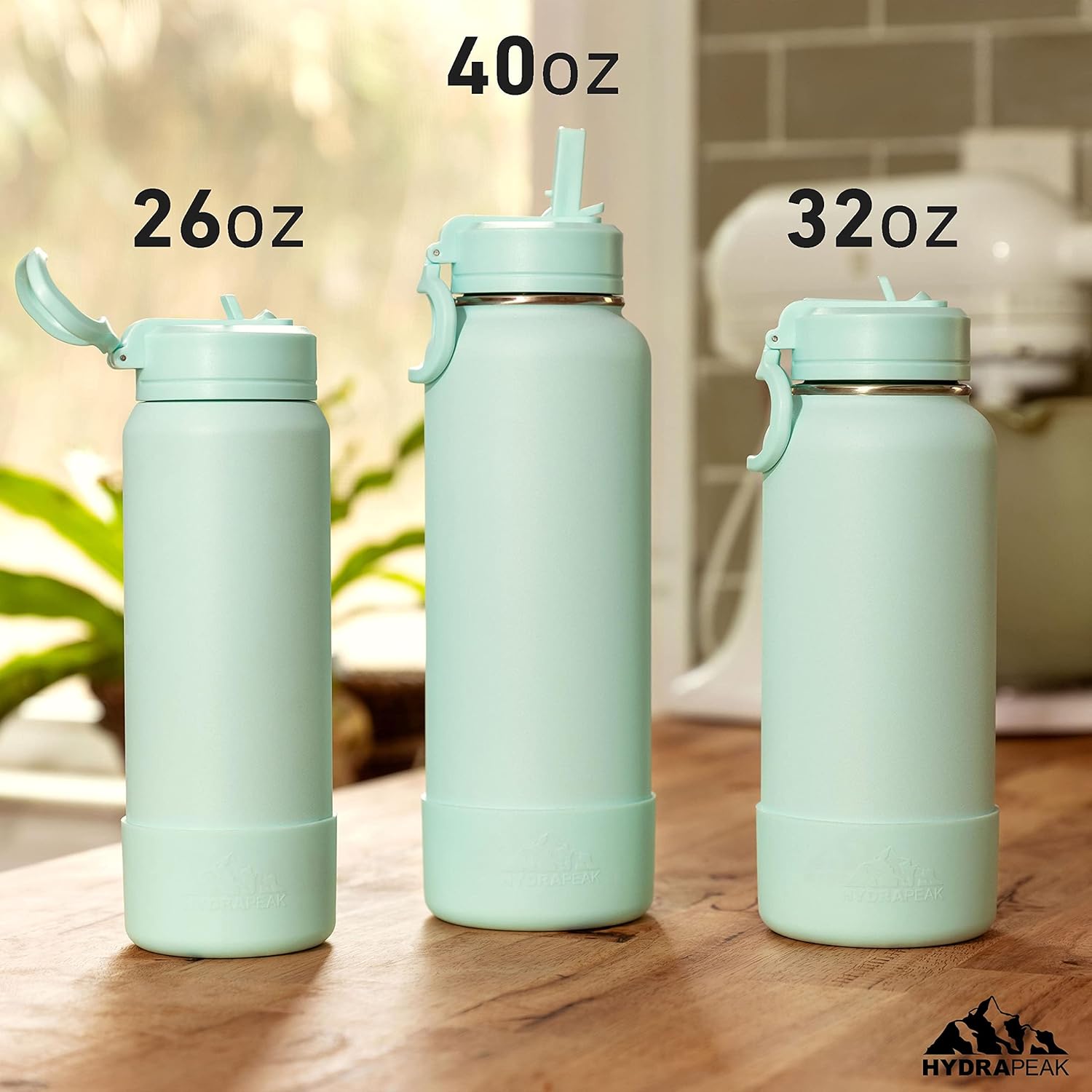 Hydrapeak Botella de agua deportiva de 40 onzas con aislamiento y tapa con popote o para beber, a prueba de fugas y derrames, mantiene las bebidas
