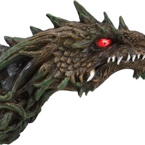 Ebros Gift Placa decorativa de pared con cabeza de dragón verde con ojos iluminados LED rojos, mazmorras y dragones, leyendas renacentistas Ebros Gift Placa decorativa de pared con cabeza de dragón verde con ojos iluminados LED rojos, mazmorras y dragones, leyendas renacentistas
