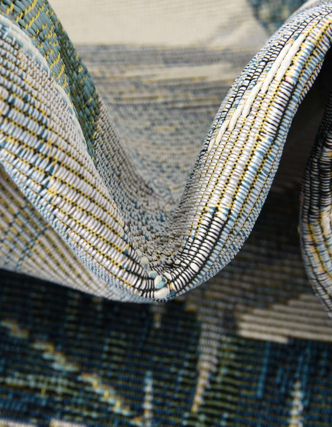 Unique Loom Outdoor Botanical Collection – Alfombra rectangular de 6 pies 1 pulgada x 9 pies, multicolor y gris