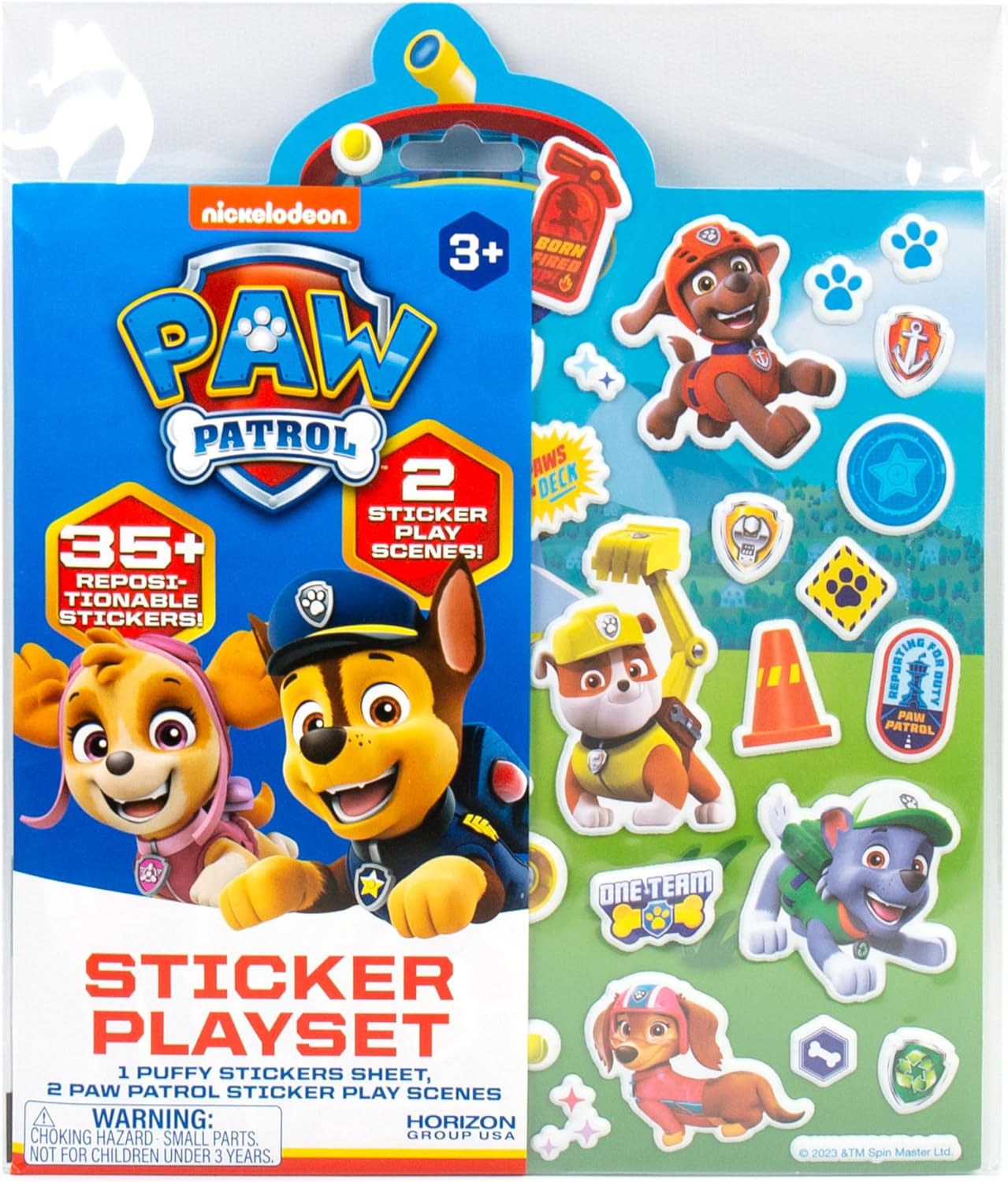 Paw Patrol – Juego de calcomanías reposicionables, más de 50 calcomanías reposicionables, 2 escenas de juego, actividades de fiesta, actividad en