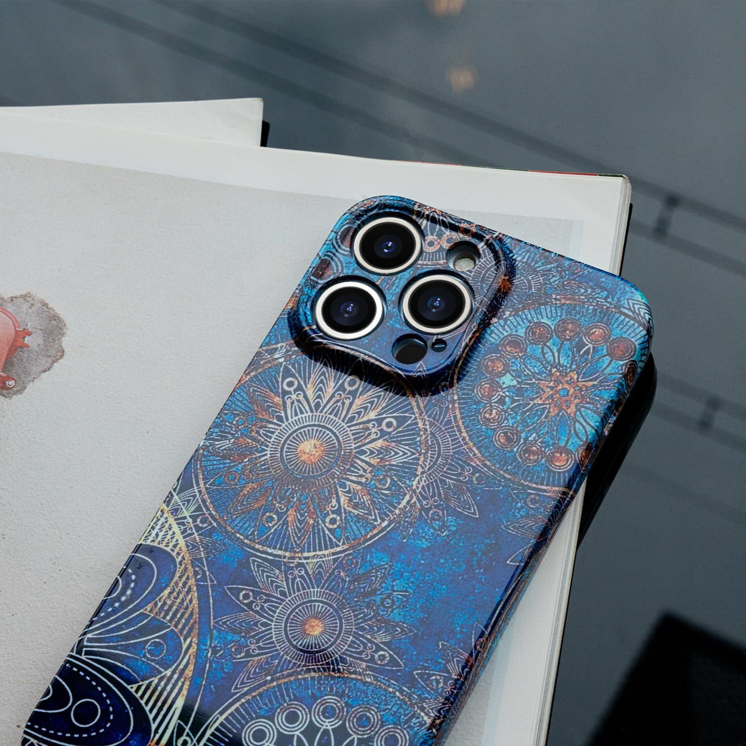 Funda de teléfono para iPhone 14 Pro Max, funda ligera de mandala bohemia para PC, protección contra caídas, funda bohemia para teléfono, soporte