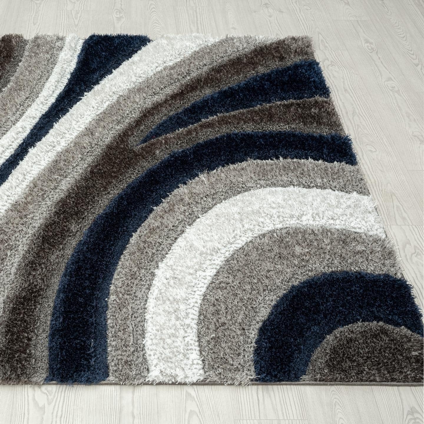 LUXE WEAVERS Lantanas Collection 7070 – Alfombra geométrica moderna de 5 x 7 pulgadas, color azul marino
