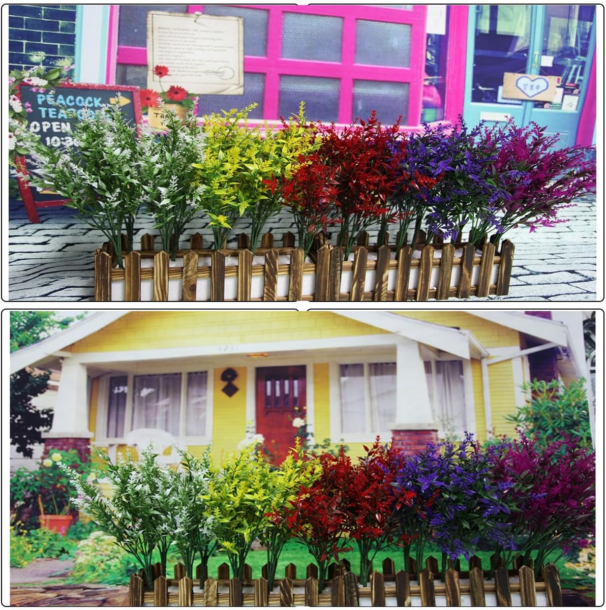 12 racimos de flores artificiales para exteriores con protección UV, utilizadas para decorar flores artificiales violetas (rojo 2)