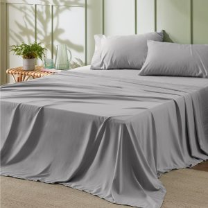 Bedsure Sábanas de tamaño King  Sábanas suaves para cama de tamaño King, 4 piezas de hotel de lujo gris King, juego de sábanas de microfibra Bedsure Sábanas de tamaño King  Sábanas suaves para cama de tamaño King, 4 piezas de hotel de lujo gris King, juego de sábanas de microfibra