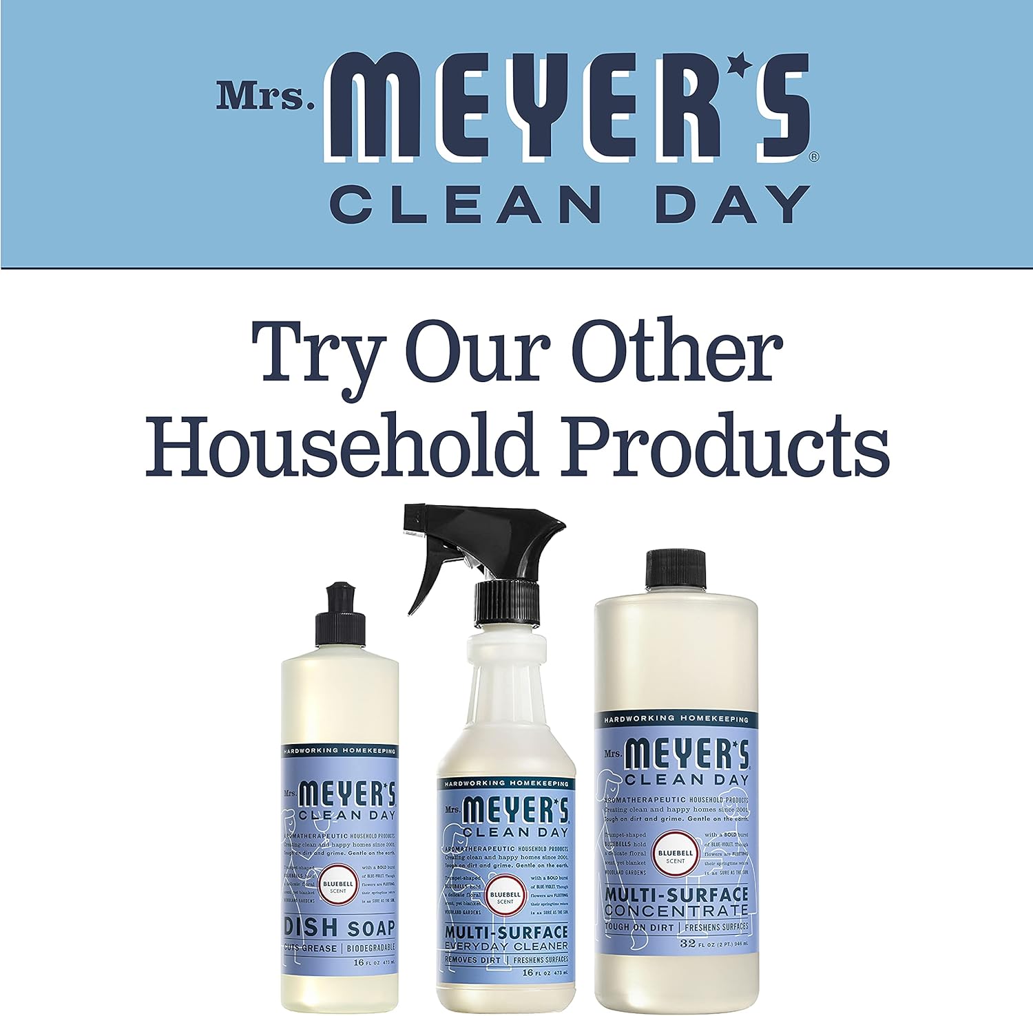 Mrs. Meyer’s – Spray limpiador multiusos Bluebell, 16 onzas líquidas, paquete de 3