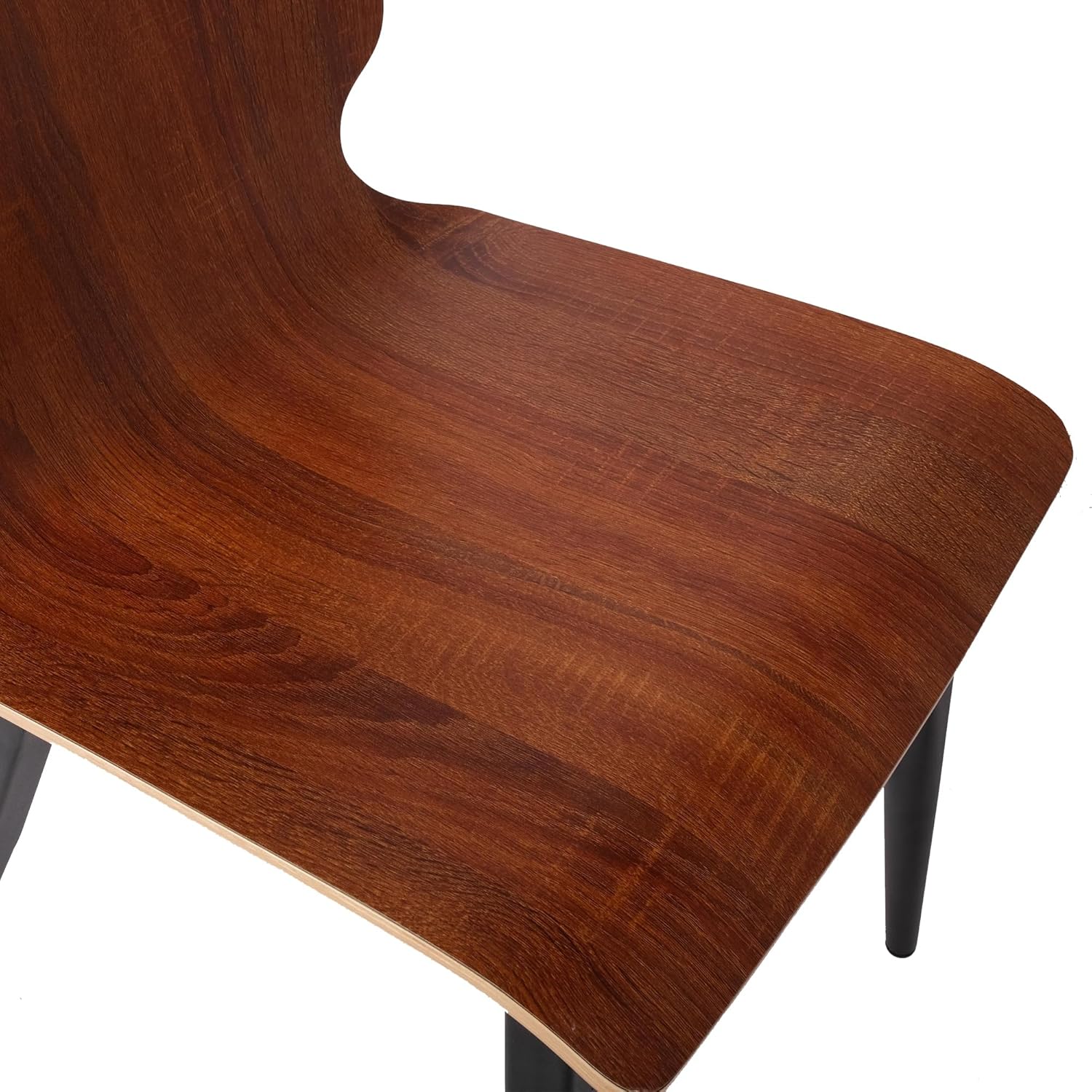 LUCKYERMORE Juego de 4 sillas de comedor modernas con asiento de madera y patas de metal, silla auxiliar de comedor para interiores, diseño