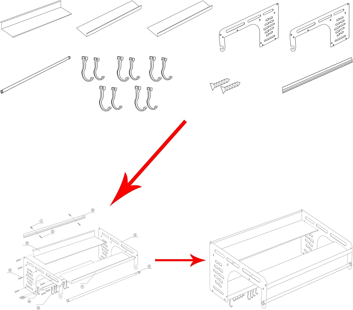 Merry Christmas – Estante multifuncional de aluminio para horno de microondas con 10 ganchos extraíbles y soporte para rollos de envoltura fresca