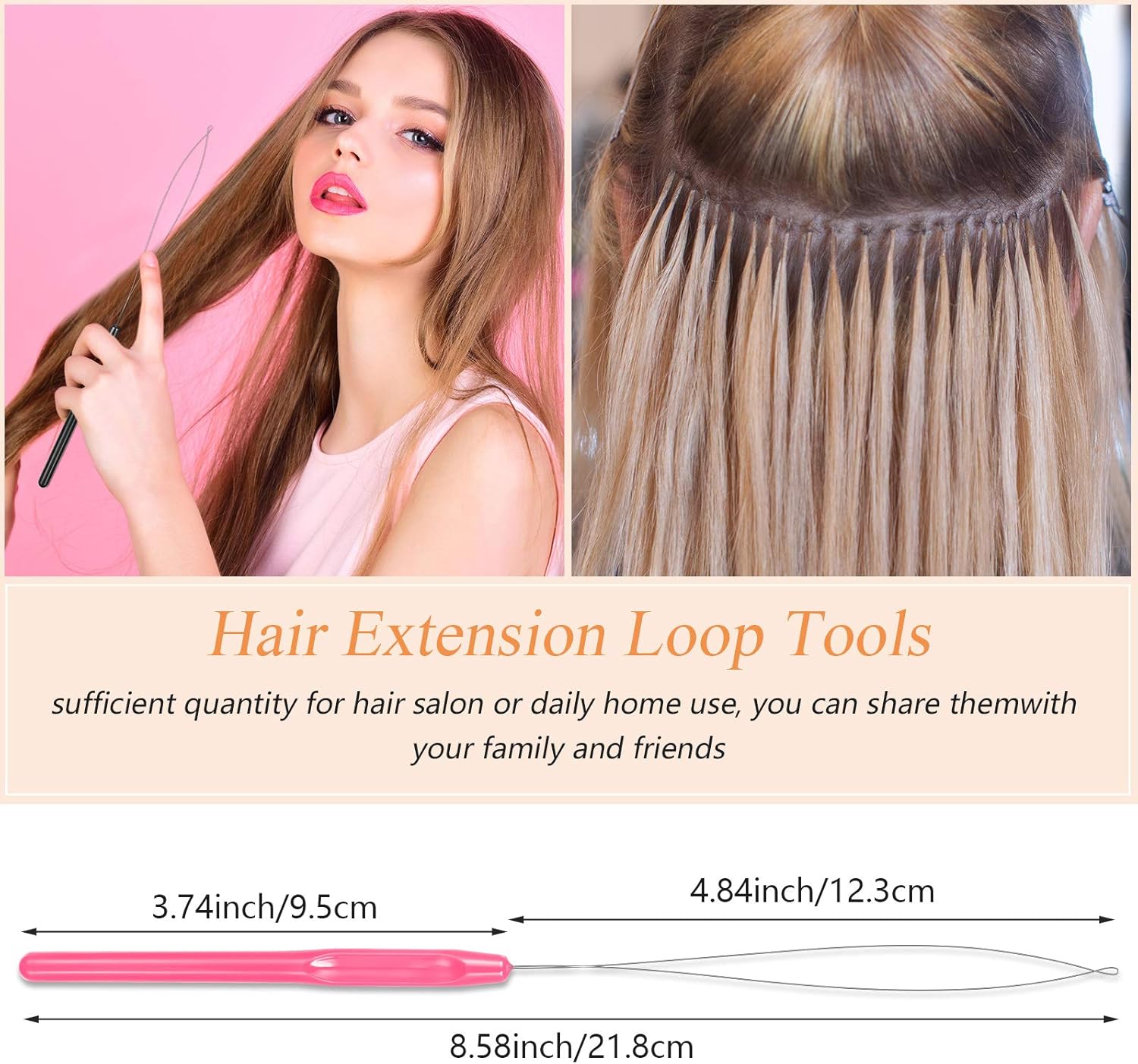 20 piezas de extensión de cabello, enhebrador de aguja, gancho de tracción, herramienta para extensiones de cabello o plumas, herramientas de gancho