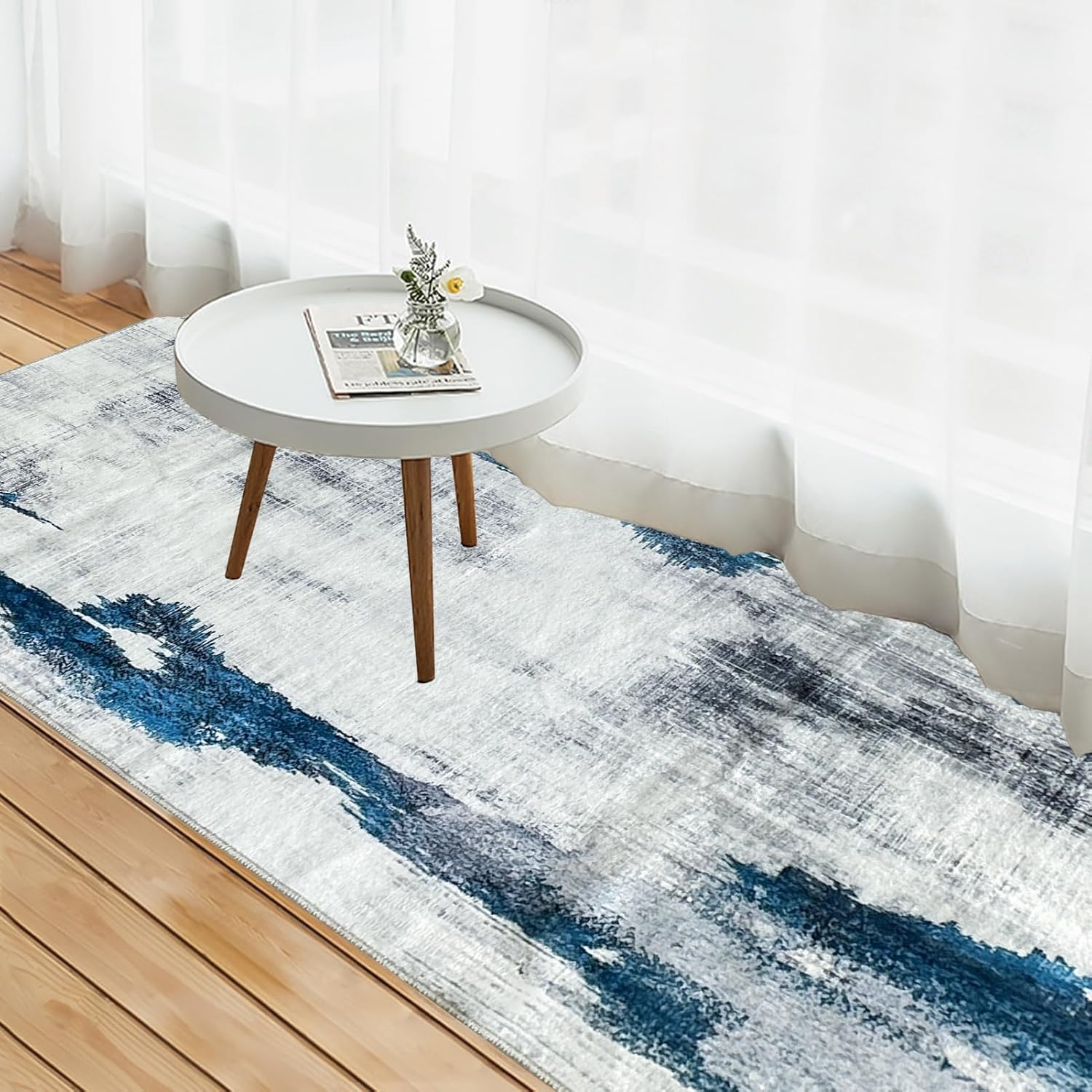 OIGAE Alfombra lavable de 2 x 6 pies, alfombra larga abstracta moderna para pasillo de cocina con parte trasera antideslizante, alfombra para