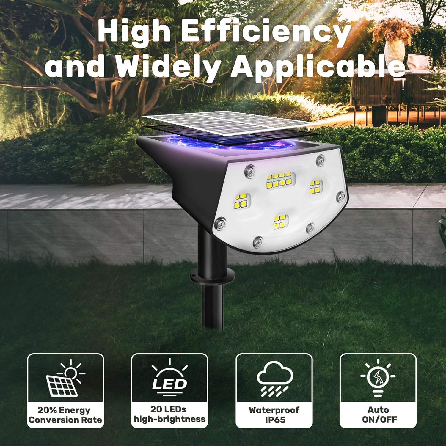Luces solares para exteriores, 20 luces LED solares para exteriores IP65, impermeables, luces solares de encendidoapagado automático para jardín,