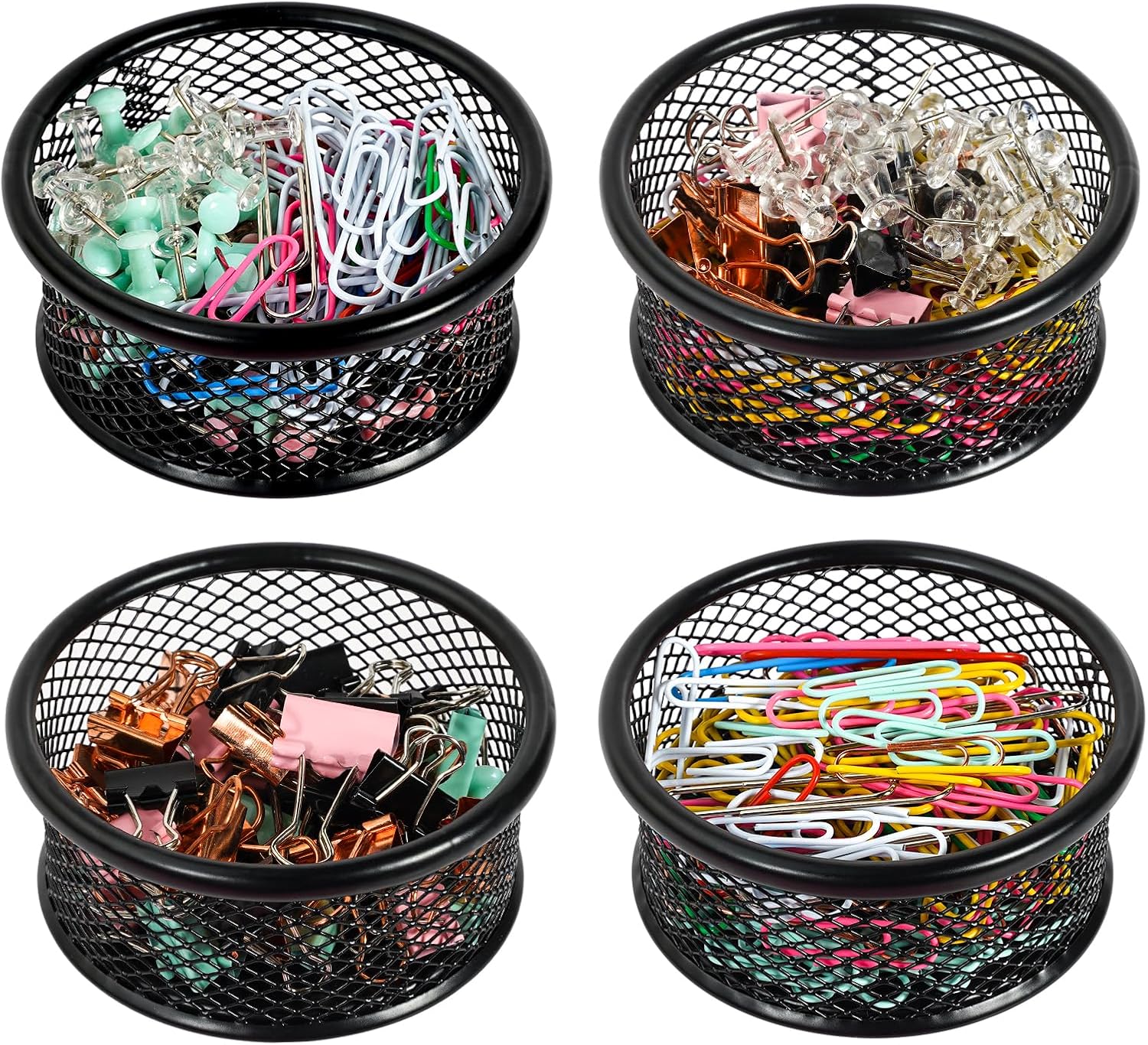 Soporte de clip de papel para escritorio, soportes de clip, soportes de malla para clips de papel de metal, organizador de clips de papel para