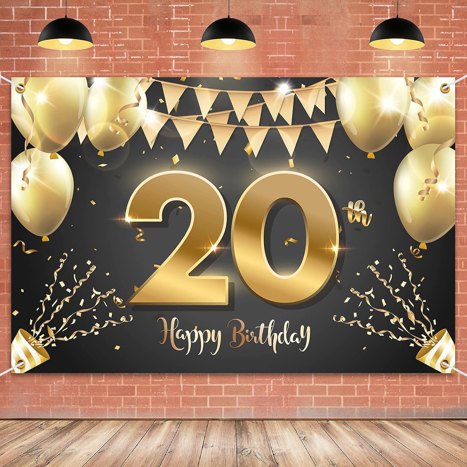 HAMIGAR Fondo de pancarta de feliz cumpleaños 20 de 6 x 4 pies, decoraciones de cumpleaños de 20 años, suministros de fiesta para mujeres y hombres,