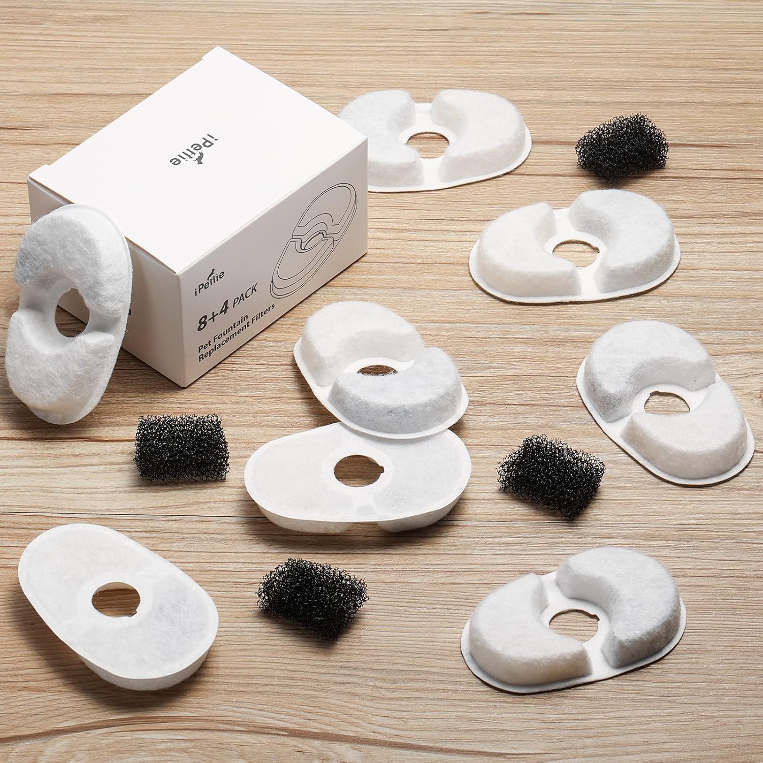iPettie Filtros de fuente de agua para fuente de aguacate, IP-AD21-F8, 8 filtros de carbono y 4 filtros de espuma
