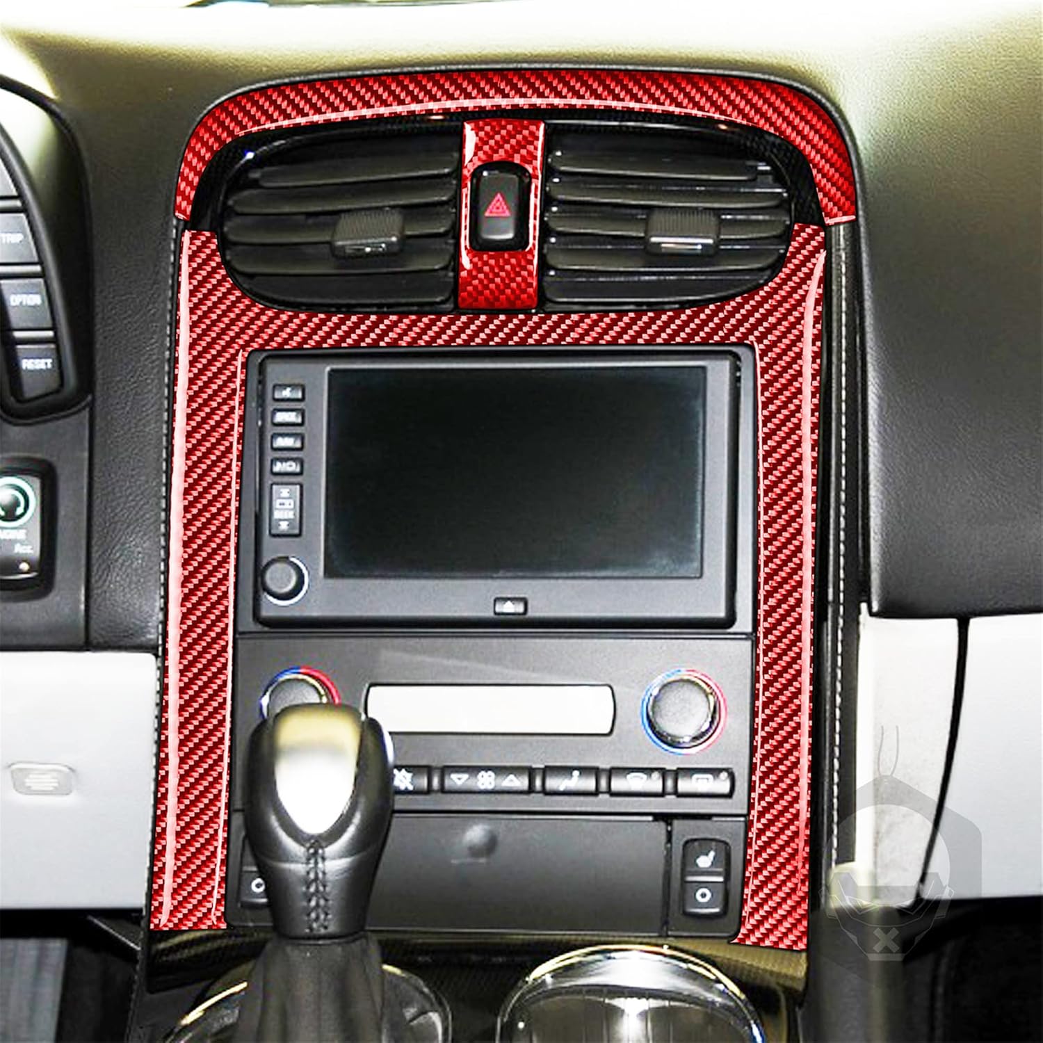 Calcomanía de fibra de carbono compatible con Chevrolet Corvette C6 2005-2013 (rojo, panel de instrumentos de tablero 19)
