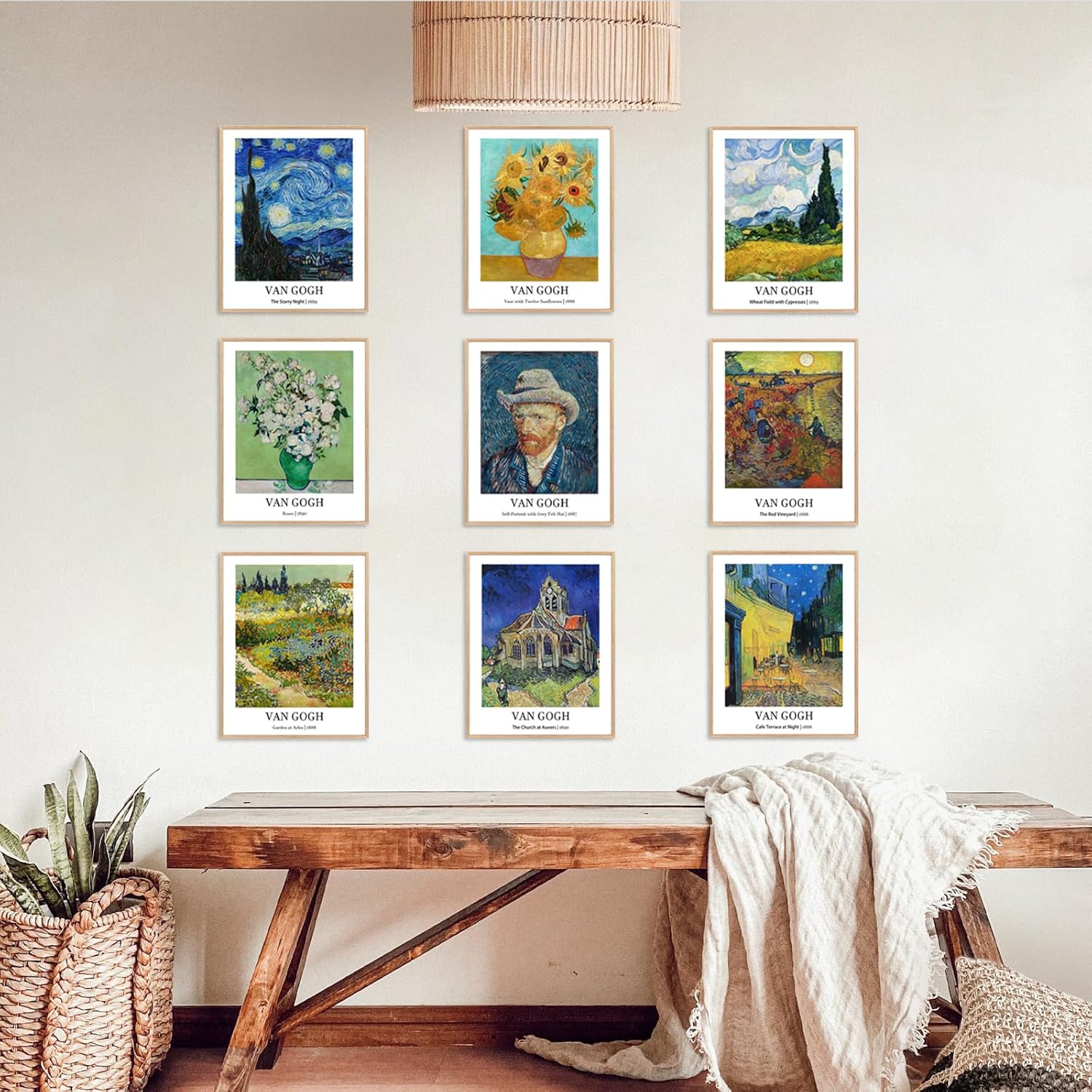 CRYUWOX Vincent Van Gogh – Pósteres vintage para pared, galería Van Gogh, juego de 9 lienzos sin marco de 8 x 10 pulgadas, arte de pared en lienzo