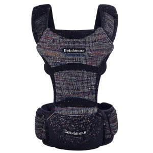 Bebamour Portabebés para recién nacidos a niños pequeños con asiento de cadera, portabebés delantero y trasero, portabebés con capucha y 3 Bebamour Portabebés para recién nacidos a niños pequeños con asiento de cadera, portabebés delantero y trasero, portabebés con capucha y 3