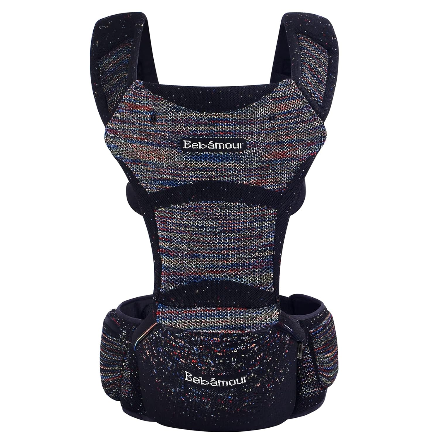Bebamour Portabebés para recién nacidos a niños pequeños con asiento de cadera, portabebés delantero y trasero, portabebés con capucha y 3