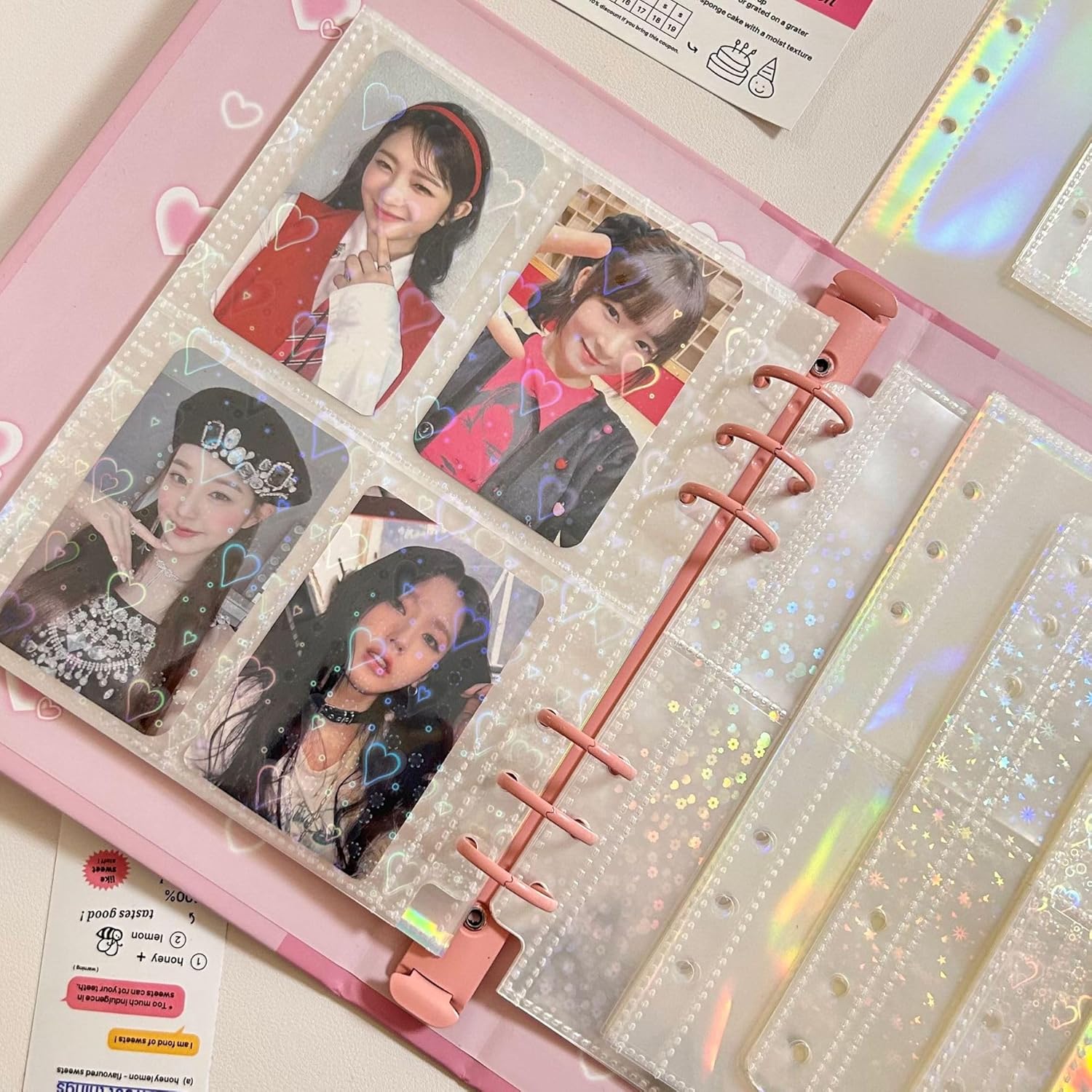 Juego de 10 fundas interiores láser para tarjetas fotográficas Kpop, juego de libros A5, carpeta de tarjetas fotográficas de 6 anillas, (10 fundas