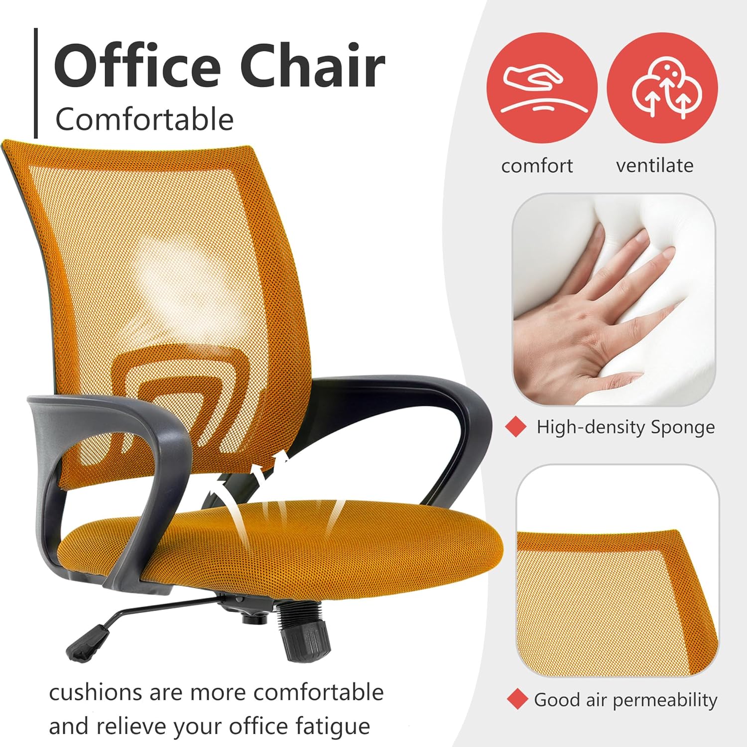 PayLessHere Silla de oficina para computadora, ergonómica, silla de escritorio barata, ajustable, cómoda, con respaldo medio, silla giratoria con