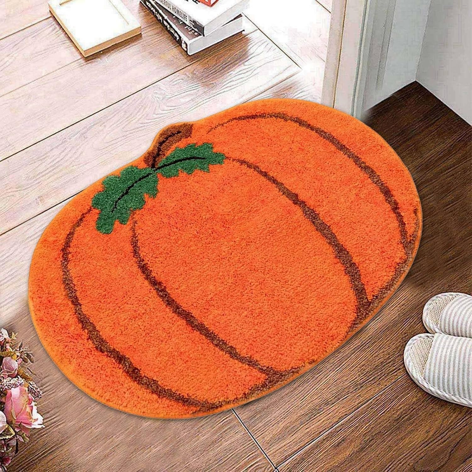 Tapete de Halloween con forma de calabaza de Acción de Gracias, 12 unidades, tapete de baño con forma de calabaza de otoño, tapete de cocina