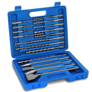 Juego de 17 brocas y cinceles de martillo giratorio, SDS Plus con punta de carburo para hormigón, brocas y cinceles, juego de brocas y cinceles para Juego de 17 brocas y cinceles de martillo giratorio, SDS Plus con punta de carburo para hormigón, brocas y cinceles, juego de brocas y cinceles para