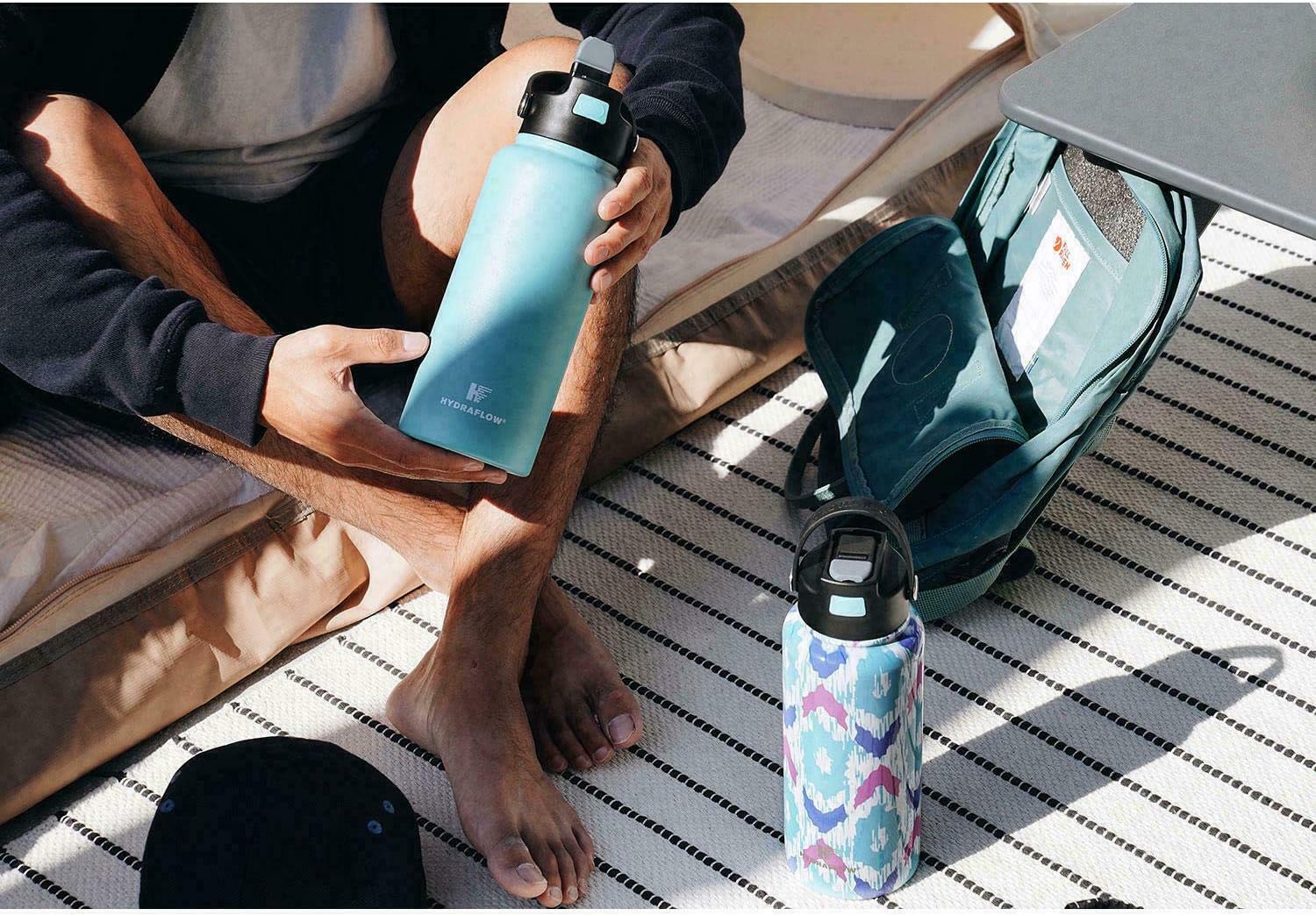 HYDRAFLOW Botella de acero inoxidable (34oz), juego de 11 piezas.