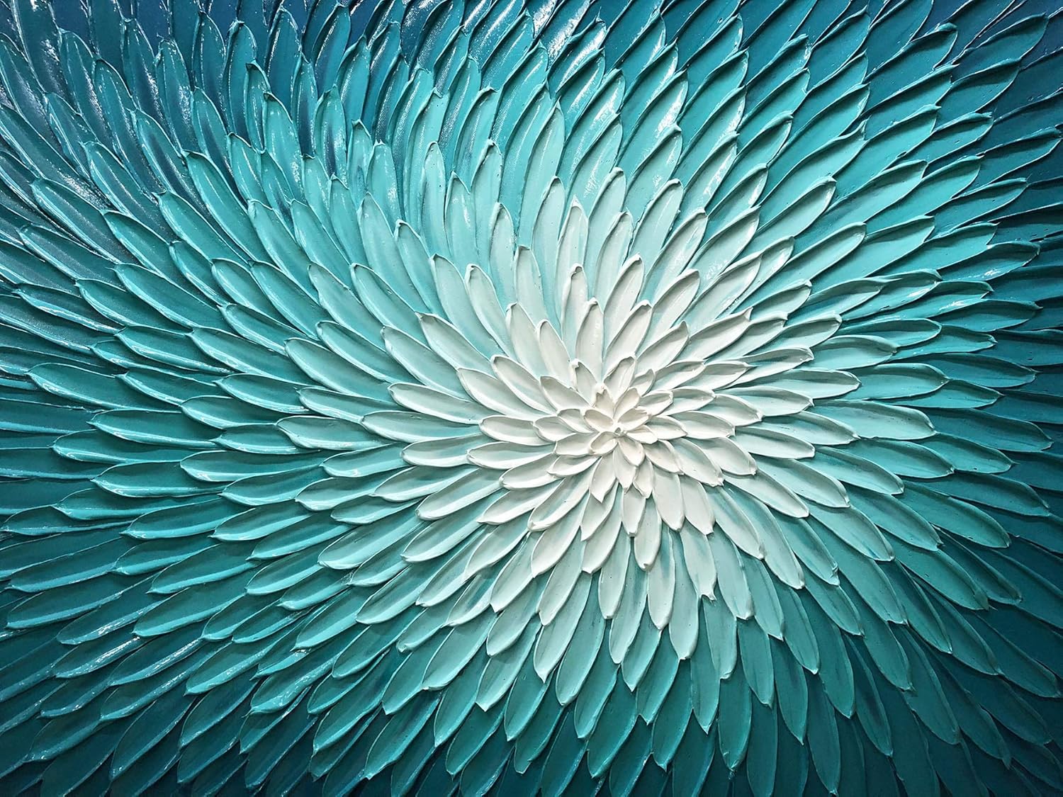 AMEI Arte, 24 x 48 pulgadas, pintado a mano, abstracto, verde azulado, azul, pinturas al óleo texturizadas, ilustraciones florales, lienzos
