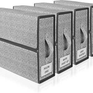 Organizadores y almacenamiento de sábanas, paquete de 4 organizadores de sábanas plegables y caja de almacenamiento para armario de lino, Organizadores y almacenamiento de sábanas, paquete de 4 organizadores de sábanas plegables y caja de almacenamiento para armario de lino,