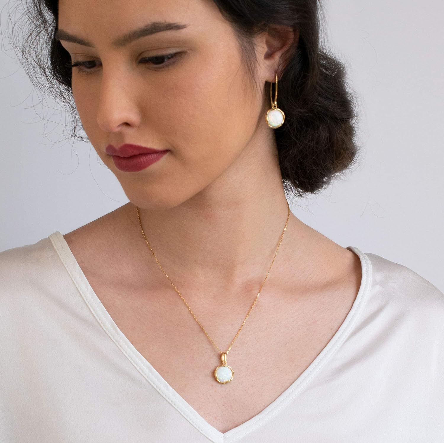 14k Gold Plated 925 Sterling Silver White Opal Dangle Earrings For Women Vintage Style White Opal Jewelry for Women Dangling White Stone Earrings