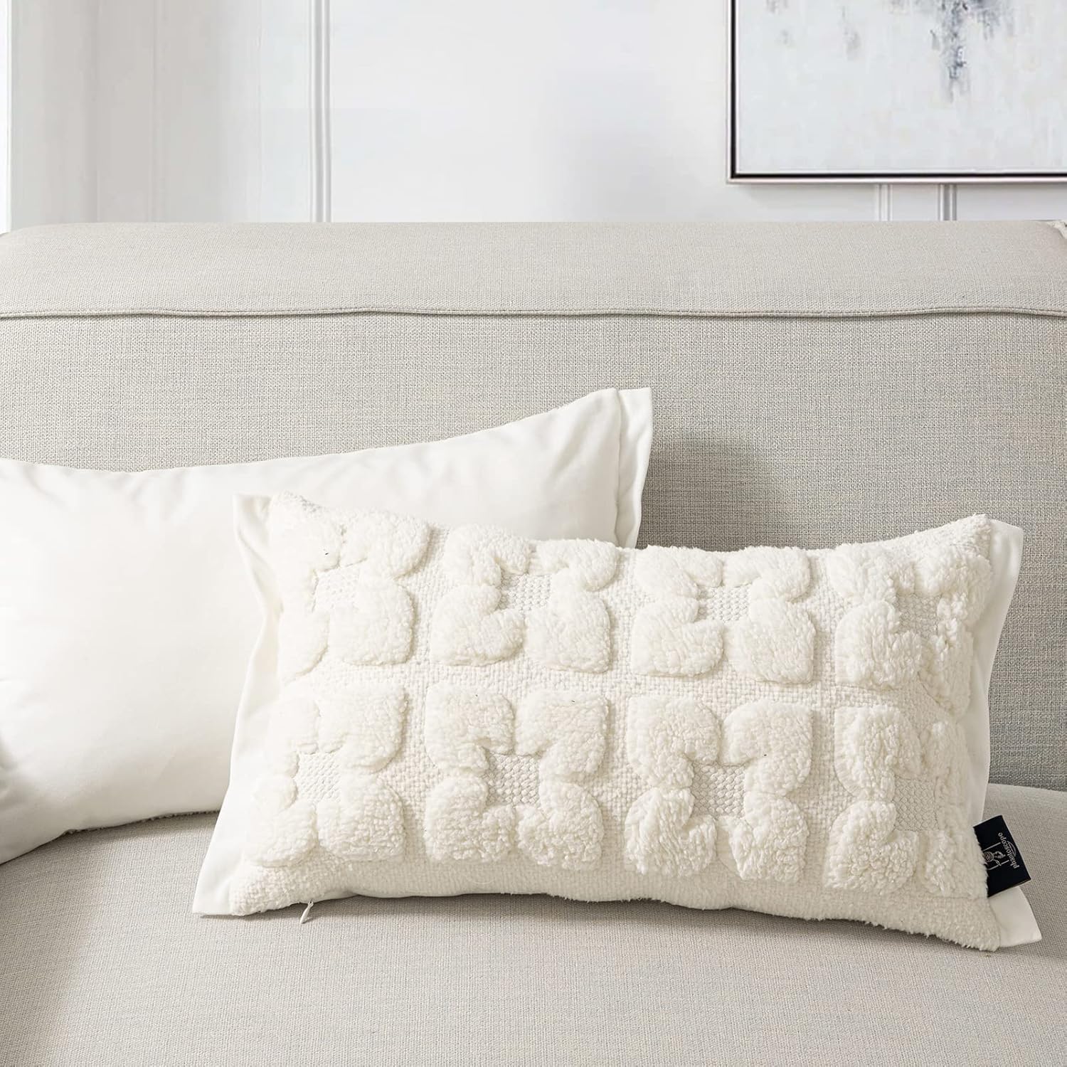 Phantoscope Paquete de 2 fundas de almohada decorativas de sherpa a rayas, fundas de cojín decorativas de piel sintética y esponjosas, fundas de