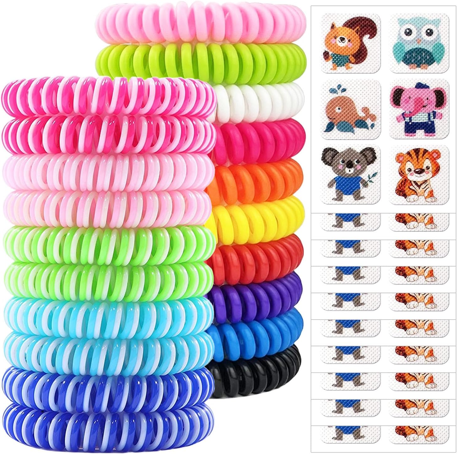 Paquete de 20 pulseras repelentes de mosquitos, bandas repelentes de mosquitos envueltas individualmente para niños y adultos, pulseras repelentes