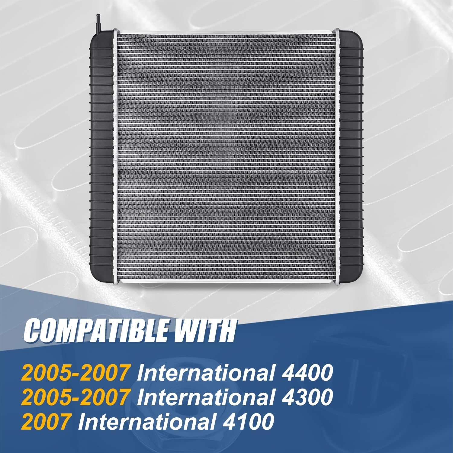 Auto Dynasty Radiador de enfriamiento de 2 filas de estilo fábrica compatible con International 4100 4300 4400 2005-2007, núcleo de aluminio