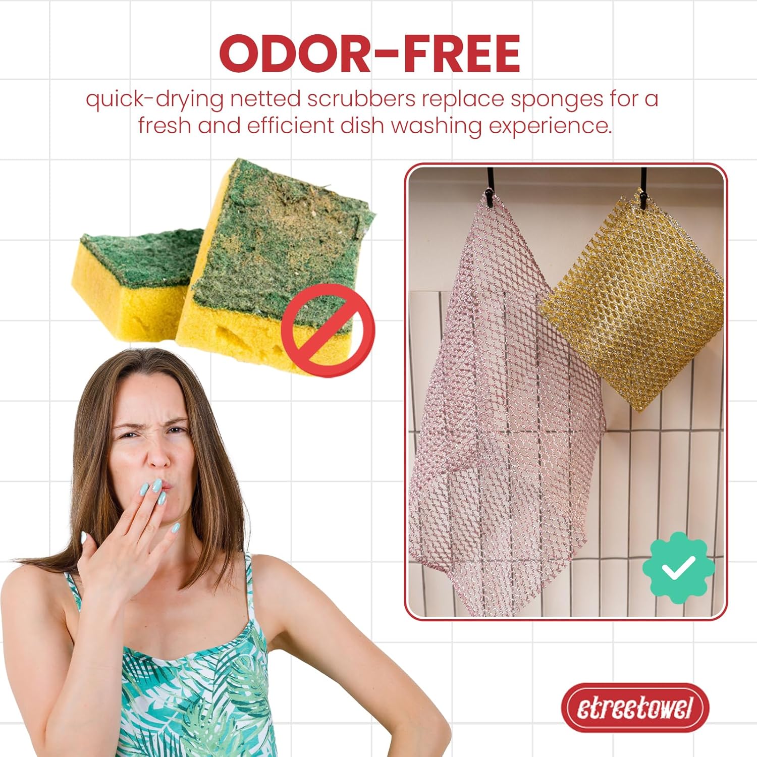 Limpiador de platos resistente (4 piezas) almohadillas de tela antiarañazos y limpiadores de ollas con red  Reemplazar esponjas de cocina para lavar