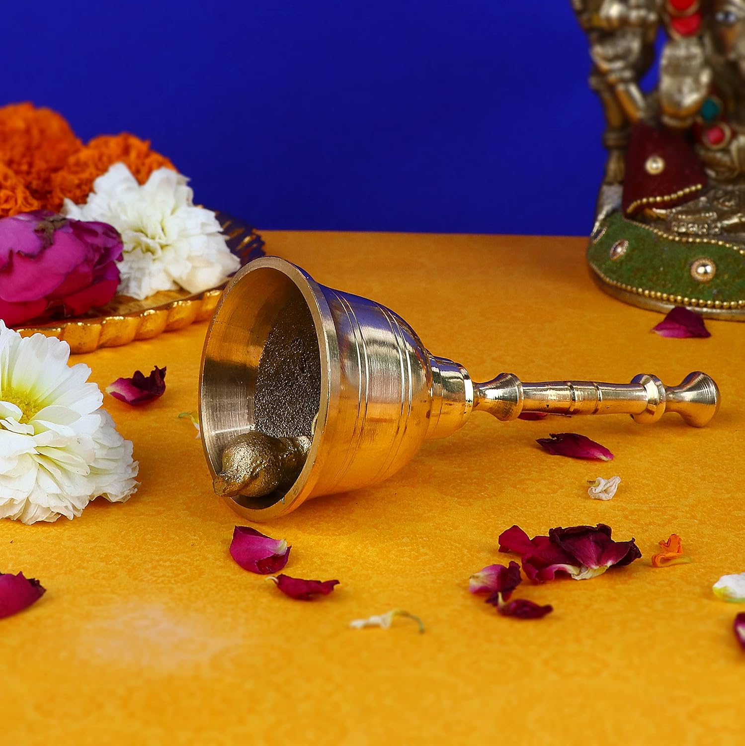 SATVIK – Campana Puja de latón indio religioso diwali, festivo, diario, Pooja, hogar, templo mandir, oficina, Ghanti, escuela, recepción, boda,