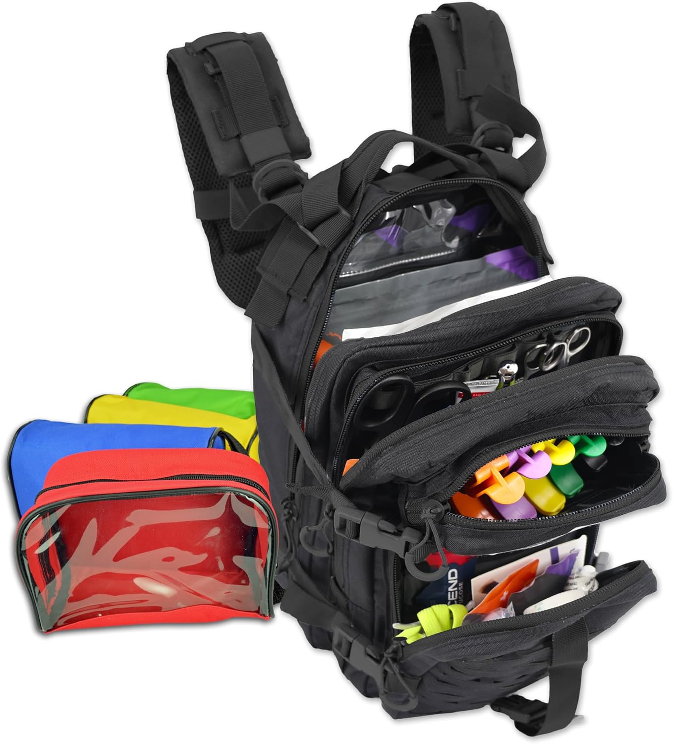 Lightning X Stocked EMSEMT – Mochila médica de primeros auxilios para trauma y sangrado + kit + bolsas, color negro