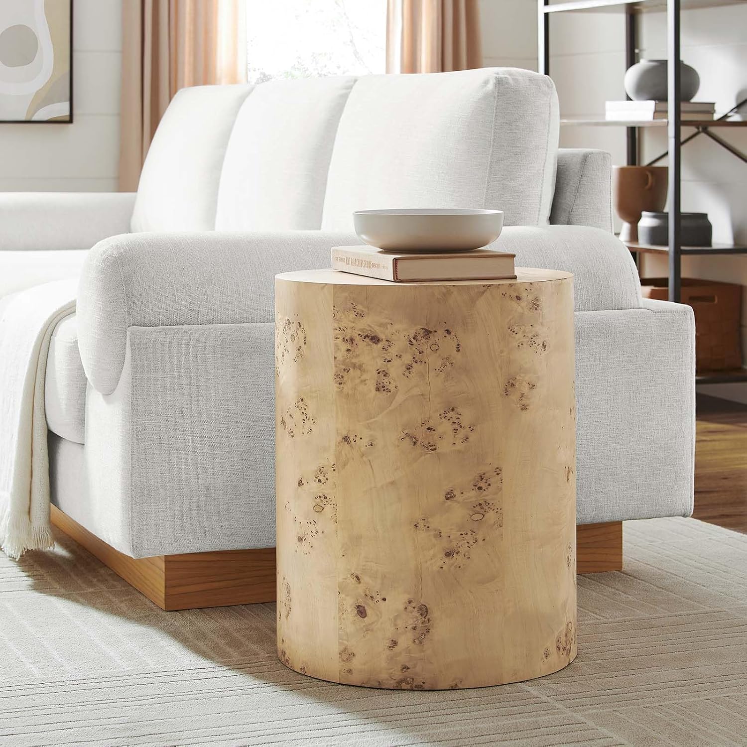 Modway Cosmos – Mesa auxiliar redonda de madera de 16 pulgadas, acento, color natural