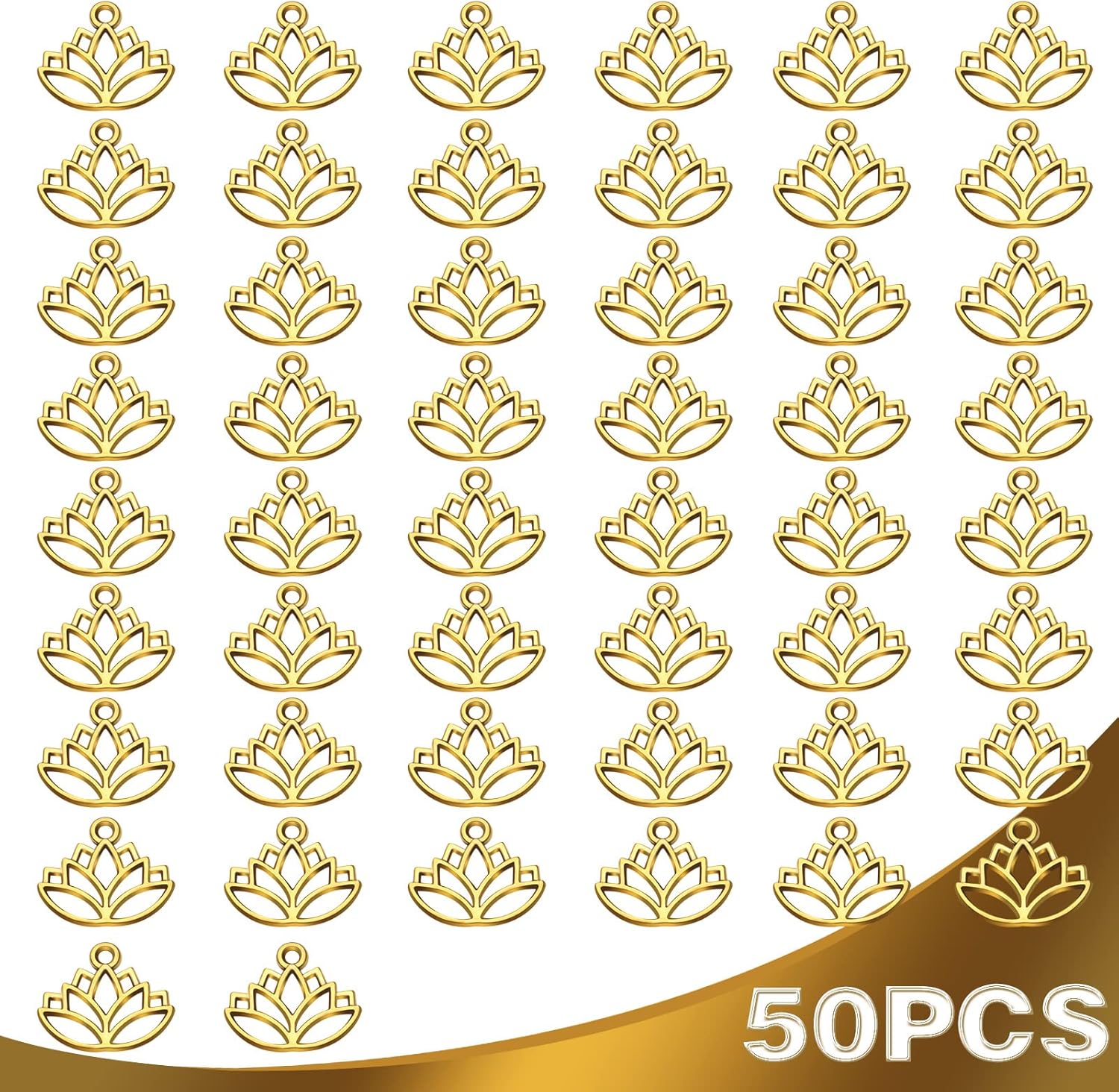 100 dijes de loto de aleación, para yoga, flor de loto, abalorios, suministros de manualidades para manualidades, collares, pulseras, joyería,