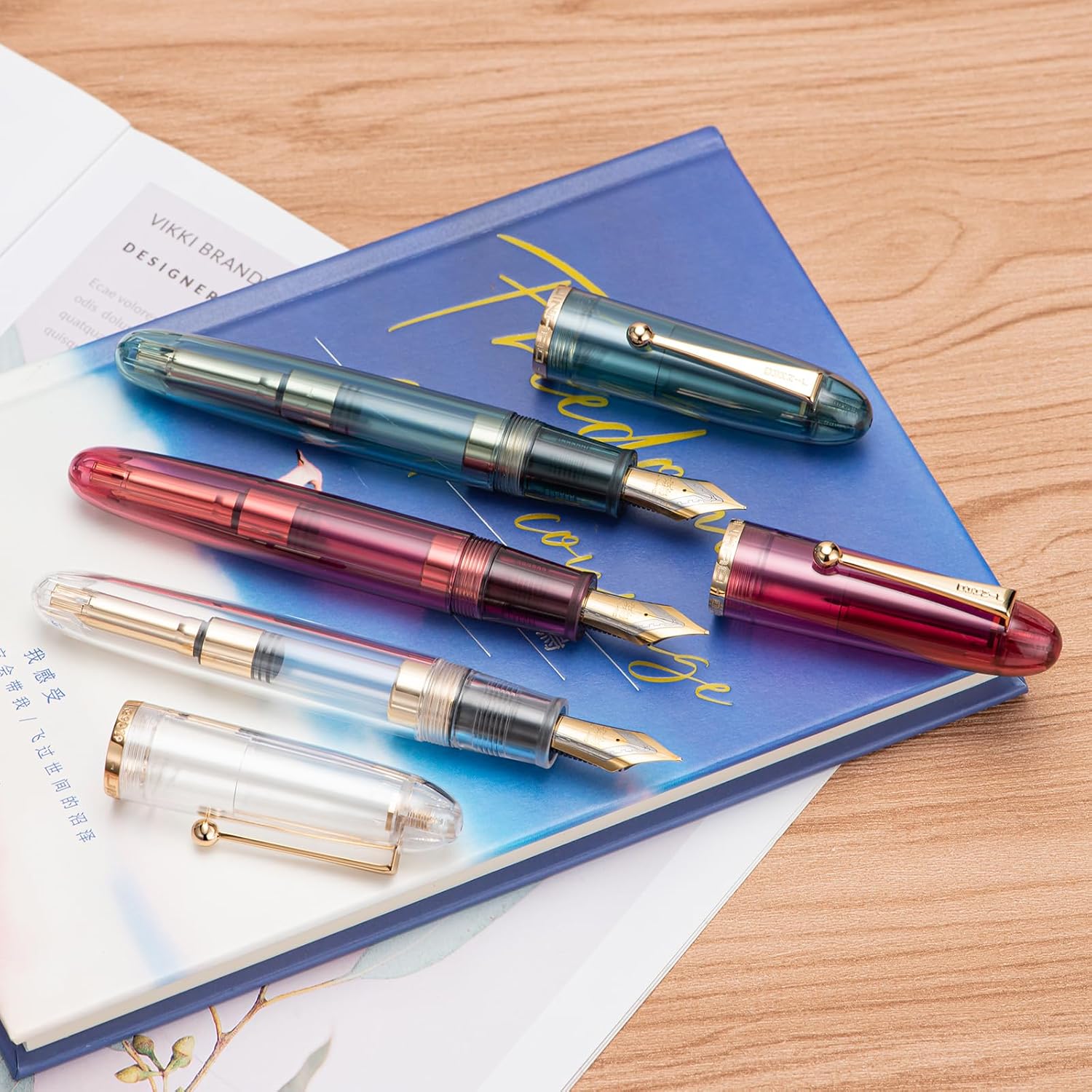 Jinhao 9019 DaDao Series – Pluma estilográfica, tamaño 8, punta fina con convertidor de tinta grande recargable, diseño acrílico transparente y