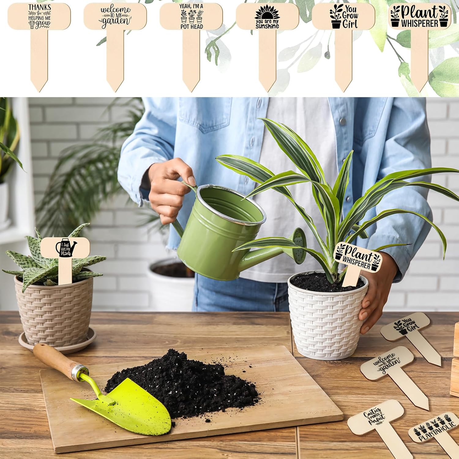 48 marcadores divertidos de madera para plantas, letreros de jardín para plantas, regalos de jardinero para flores vegetales, plantas en maceta,