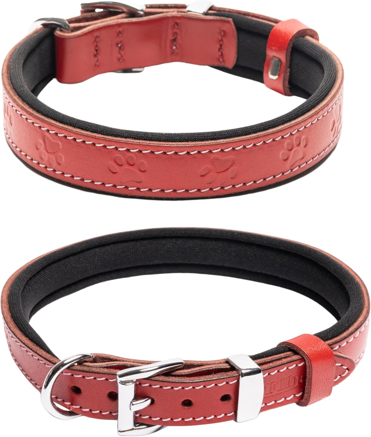 Filbert Collar de cuero plano para perro con hebilla para perros grandes, medianos y perros pequeños, collar de cuero genuino para perros, collar de