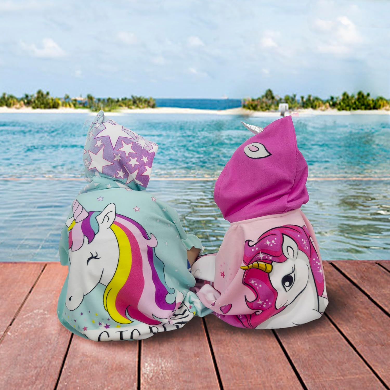 growell Toallas de playa con capucha para niños  Toalla de baño para niños y niñas de 4 a 10 años, toallas de piscina para niños, de secado rápido,