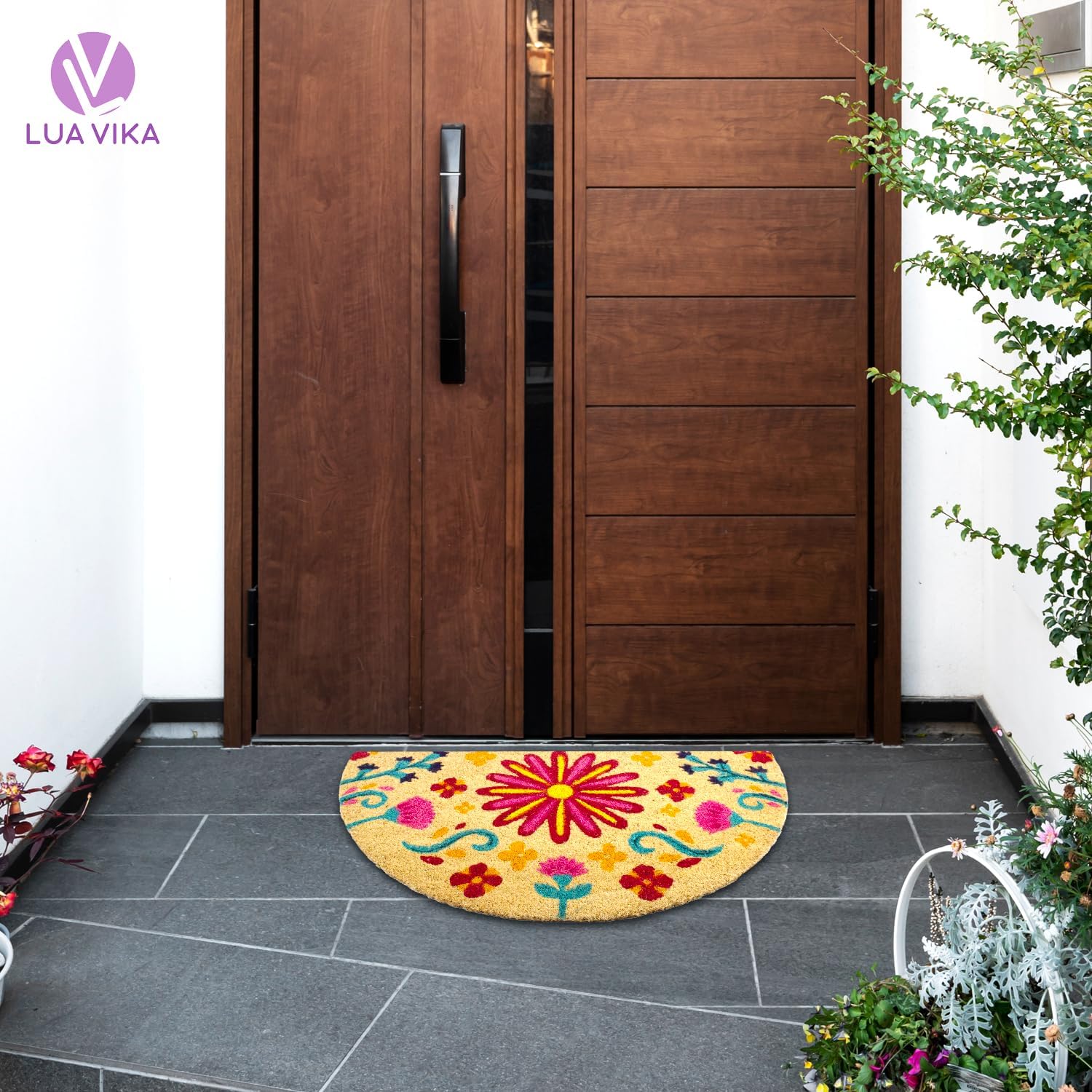 Tapete de fibra de coco para puerta delantera, para exteriores, divertidos tapetes de bienvenida para exteriores, tapete de puerta delantera para