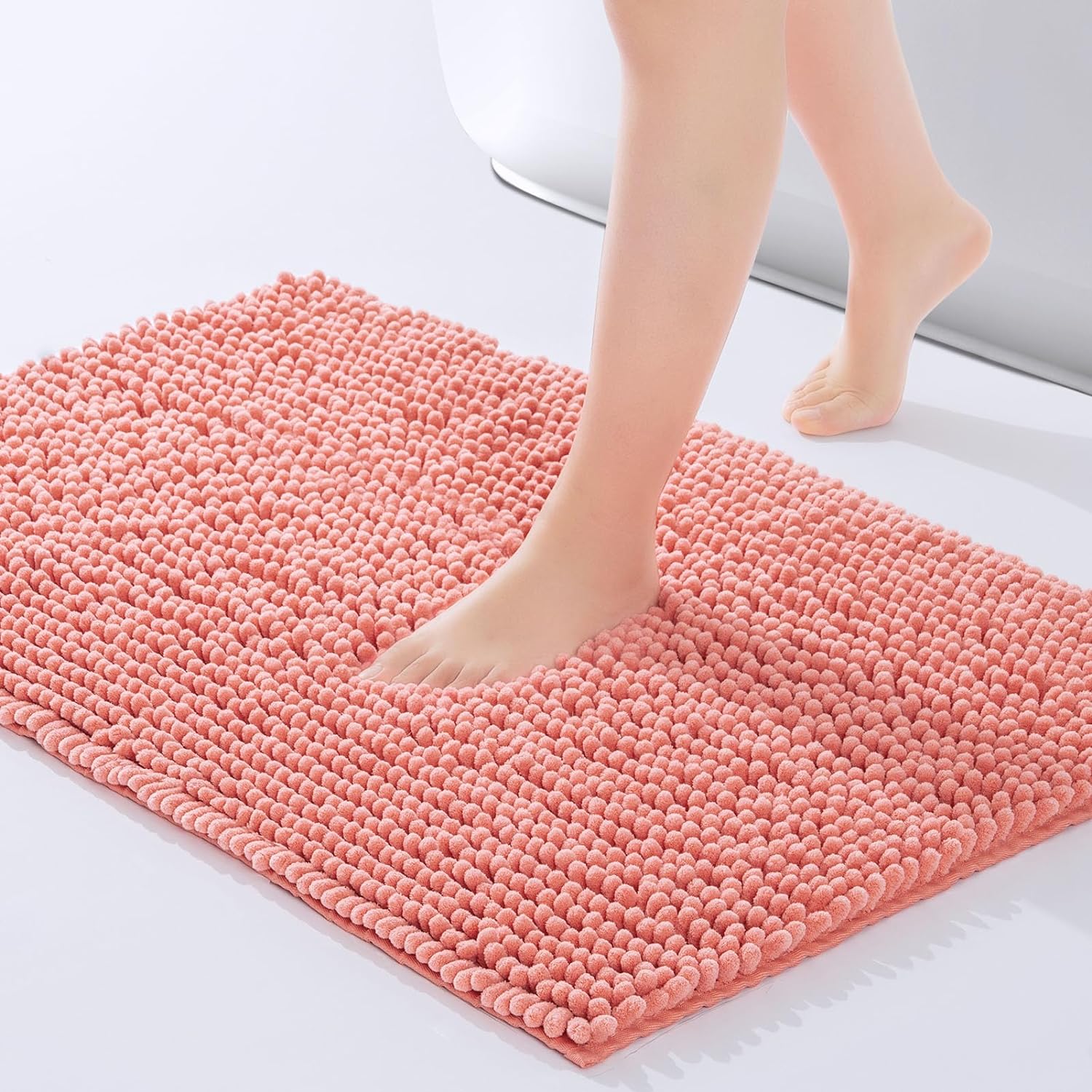 FRESHMINT Alfombra de baño de felpilla de 24 x 17 pulgadas, antideslizante, para suelo de baño y bañera, lavable y suave, alfombra de ducha de