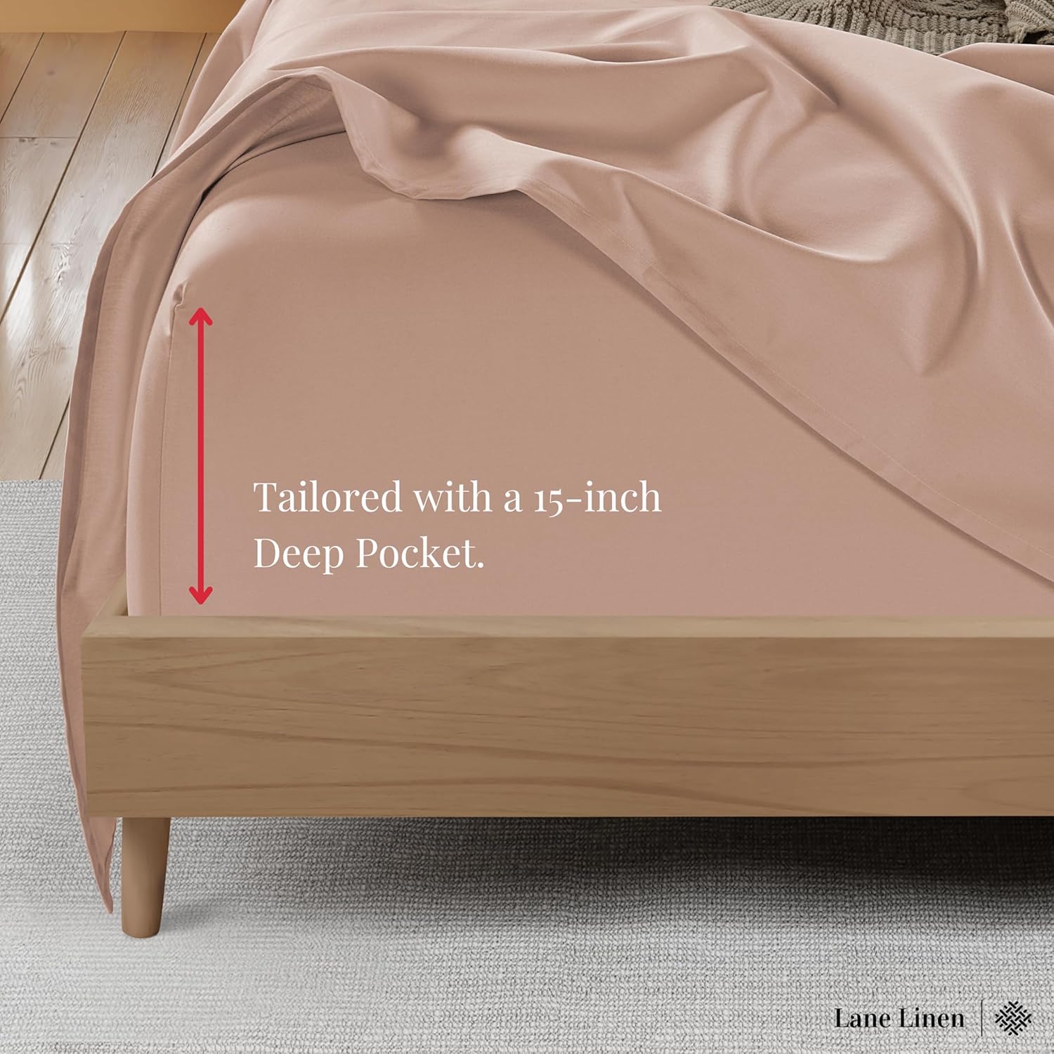 LANE LINEN Juego de sábanas 100% algodón California King, 4 piezas, juego de ropa de cama de algodón de 600 hilos California King para niñas,